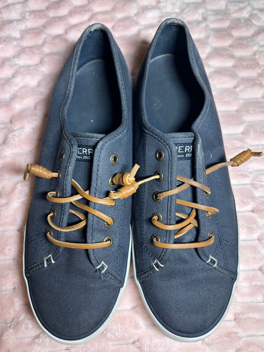 Sperry Women’s Navy Canvas Lace-Up with Brown Laces
